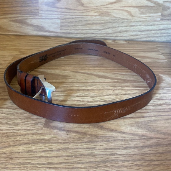 Vintage Light Brown Saddle Leather SAS Style 81633 Mens Belt Size 44 Made in USA - Picture 9 of 10